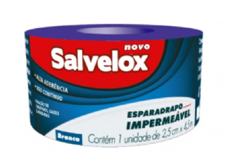 ESPARADRAPO SALVELOX IMPERMEVEL BRANCO 2,5CM X 4,5M