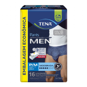 FRALDA CAL�A GERI�TRICA MASCULINA TENA PANTS MEN P/M 16 UNIDADES