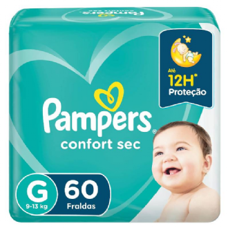 Fralda Pampers Confort Sec G 60 fraldas