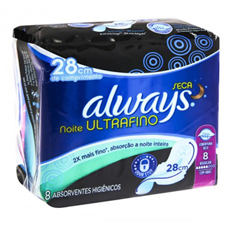 ABSORVENTE ALWAYS ULTRAFINO GEL NOTURNO MALHA SECA COM ABAS 8 UNIDADES