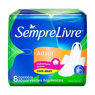 ABSORVENTE SEMPRE LIVRE ESPECIAL ADAPT SUAVE COM ABAS 8 UNIDADES