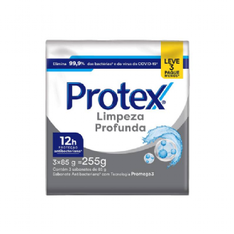 Sabonete Barra Antibacteriano Protex Limpeza Profunda Envolt�rio 255g 3 Unidades