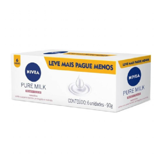 SABONETE NIVEA PURE MILK SENSITIVE 90G 6UN