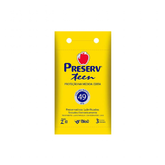 PRESERVATIVO TEEN PRESERV LUBRIFICADO COM �LEO DE SILCONE - 3 UNIDADES