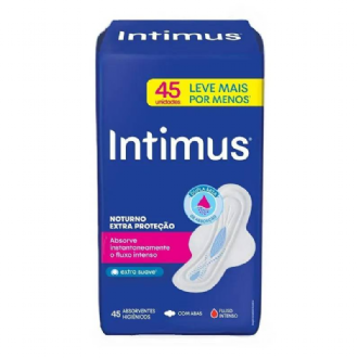 ABSORVENTE INTIMUS NOTURNO SUAVE COM ABAS 45UN