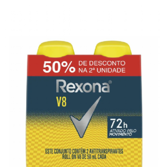 KIT DESODORANTES ROLL-ON REXONA MEN V8 50ML 2UN.