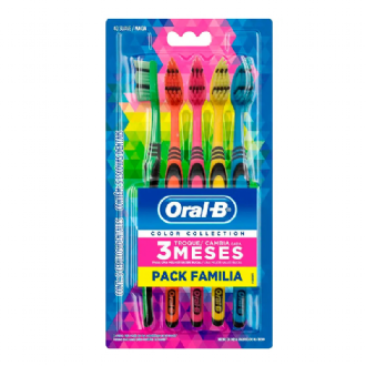 KIT ESCOVA DE DENTE ORAL-B COLOR COLLECTION MACIA PACK FAM�LIA - 5 UNIDADES