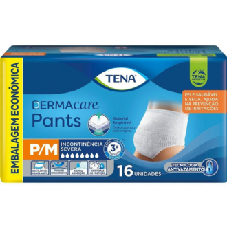 FRALDA GERIATRICA TENA PANTS DERMACARE P/M COM 16 UNIDADES