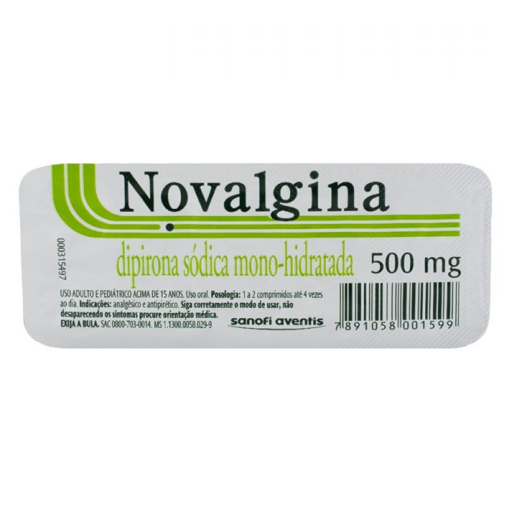 NOVALGINA 500 MG 10 COMPRIMIDOS | Drogão Super