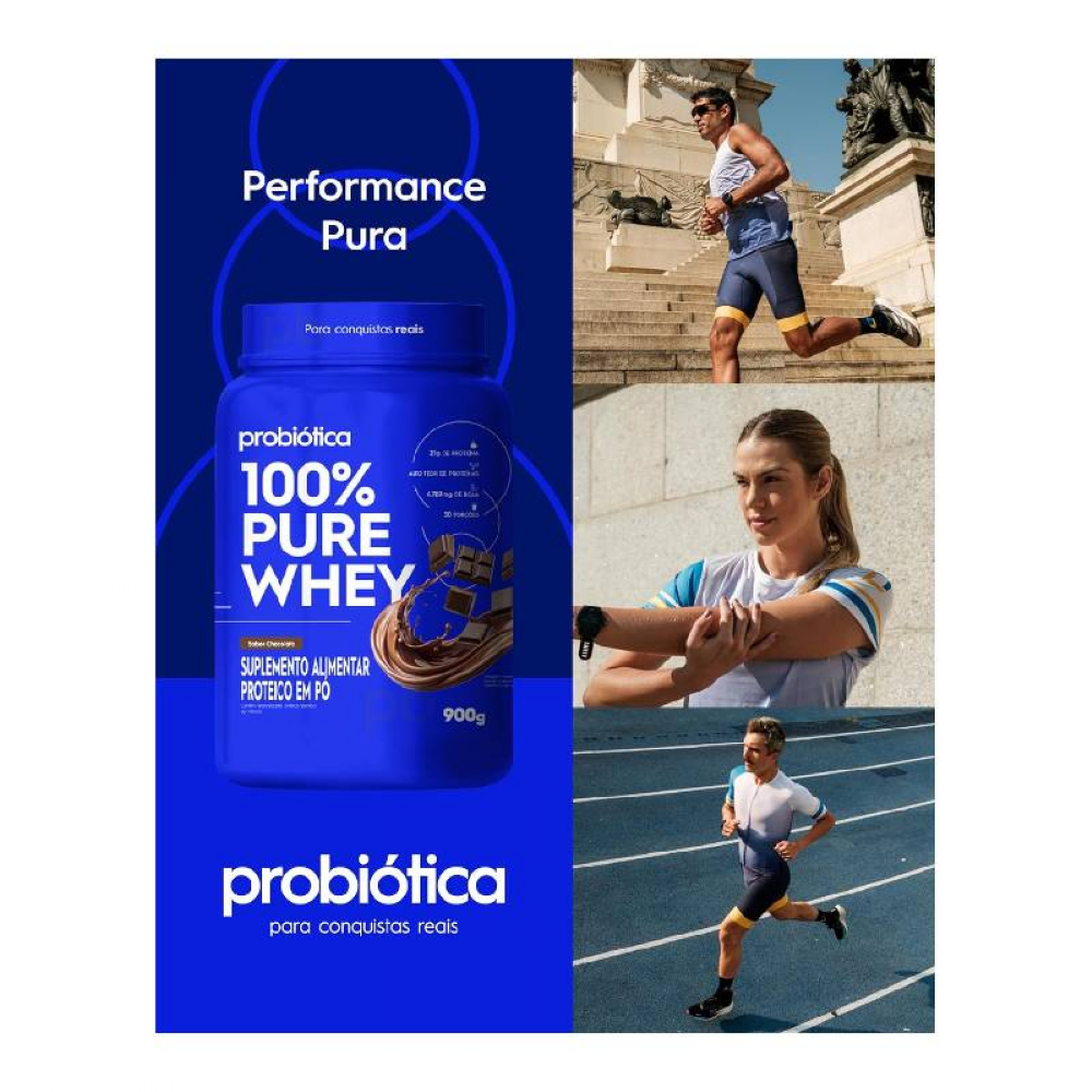 PURE WHEY SABOR CHOCOLATE PROBIÓTICA 900G | Drogão Super