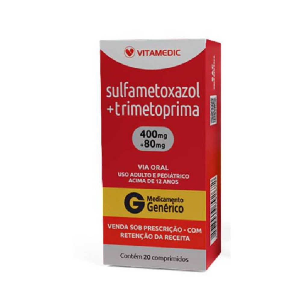 SULFAMETOXAZOL+TRIMETOPRIMA GENÉRICO 20 CAPSULAS VITAMEDIC | Drogão Super