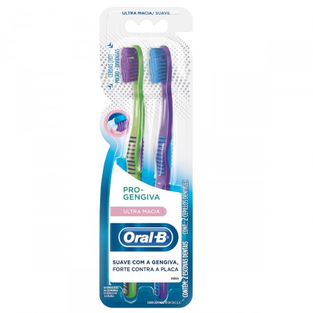 KIT 2 ESCOVAS DENTAIS ORAL-B PRO-GENGIVA ULTRA MACIA | Drogão Super