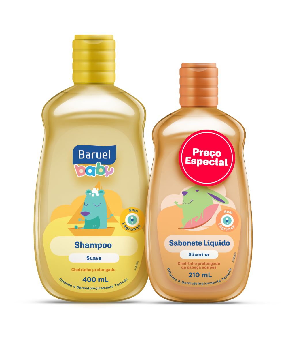 Kit Baruel Baby 1 Shampoo 400ml 1 Sabonete Liquido 210ml Drogao Super