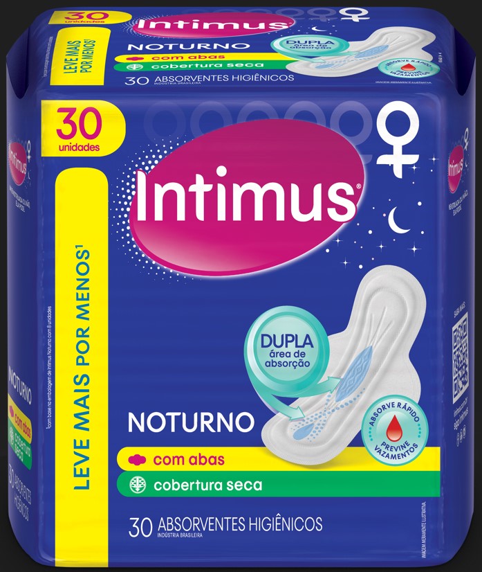 Absorvente Intimus Noturno Cobertura Suave Com Abas 30, 42% OFF