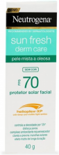 Protetor Solar Facial Neutrogena Sun Fresh Derm Care FPS 70 Clara 40g